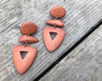 Wood Drop Earrings