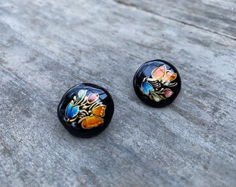 Vintage Butterfly Enameled Studs