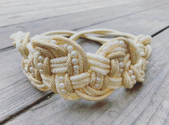 Braided rope and pearl belt Sonia Petroff Moonflower Faux Pearl-embellished Braided Rope  main image 4