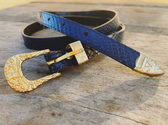 Blue Snake Print Belt - Etsy display picture 3