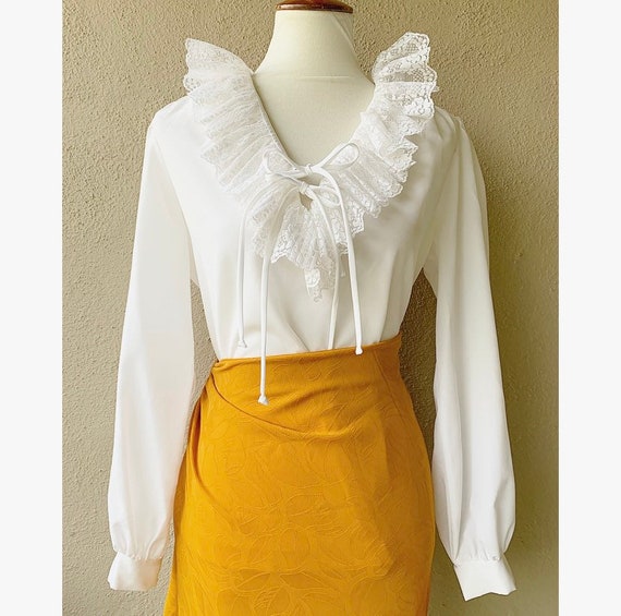 White Lace Tie Blouse