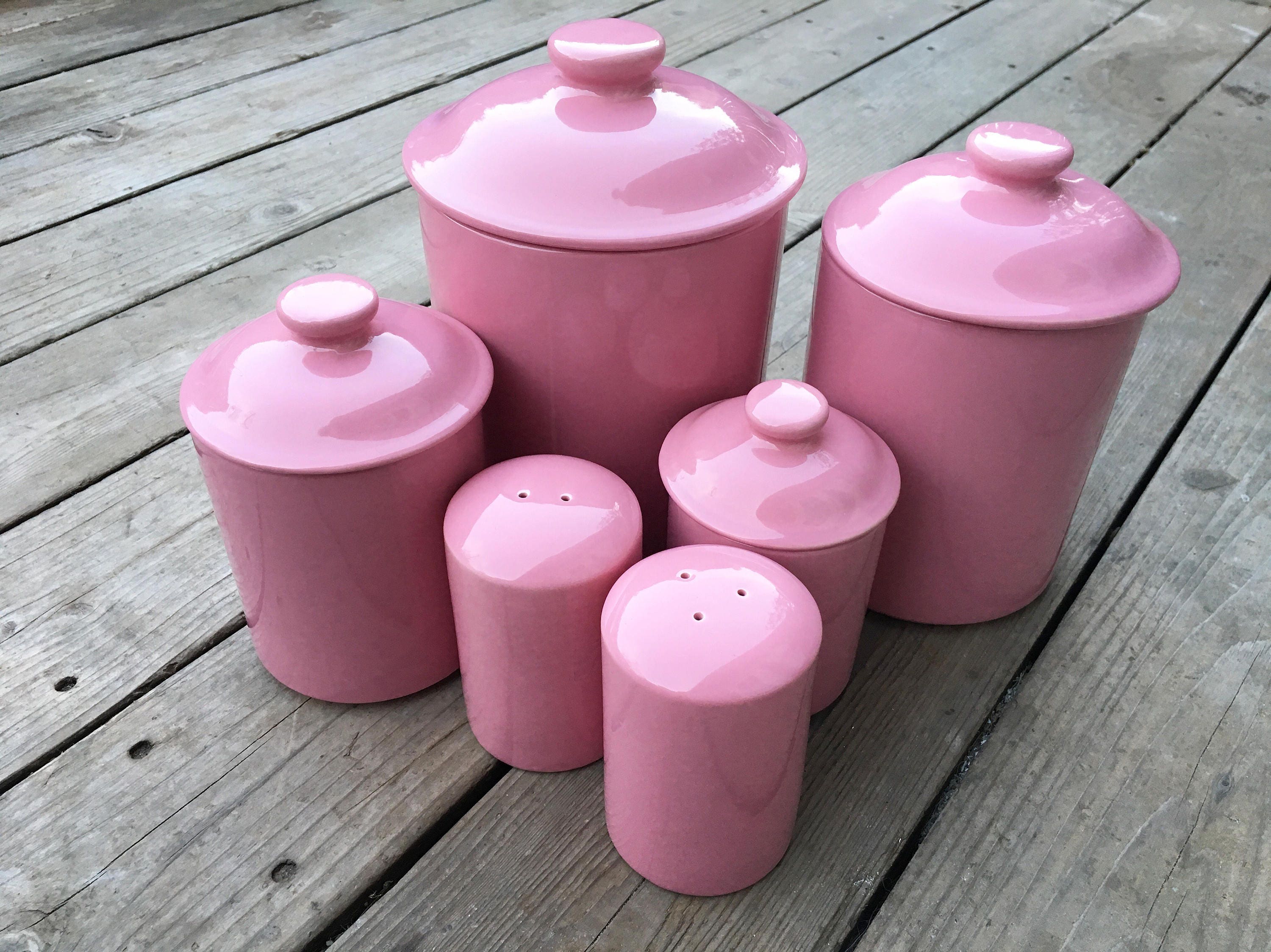 Pink Kitchen Canister Set Etsy
