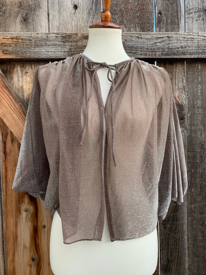 Vintage Metallic Cape Blouse image 2