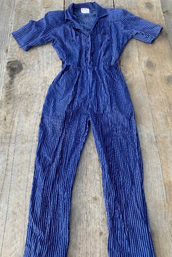 Blue Pinstripe Jumpsuit - image 3