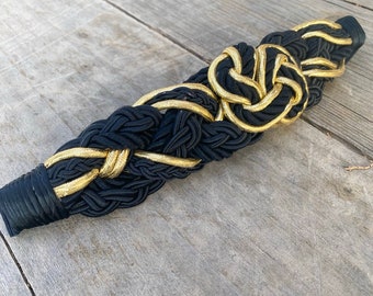 1980s Vintage Carolyn Tanner Belt Black and Gold Rope & Cord  display picture 1