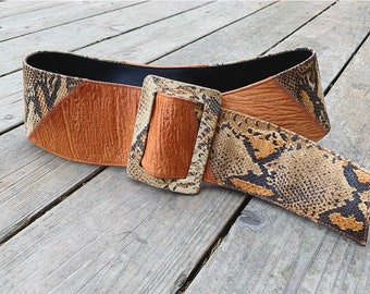 VINTAGE Lucienne & Depose 80s textured reptile skin pattern Belt Vintage Lucienne Reptile Belt // Made in France - Etsy main image 2