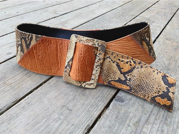 Leather Snake Print Belt