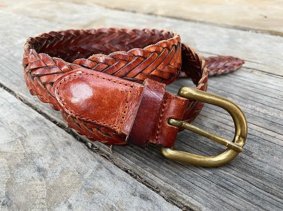 Vintage Gold and Brown Braided Belt Vintage R.O.C. 90s Brown Gold Braided Belt Size M/L Copper  main image 3