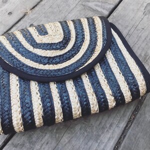 Striped Ratann Clutch