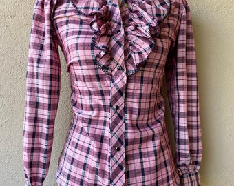 Pink Western Ruffle Top