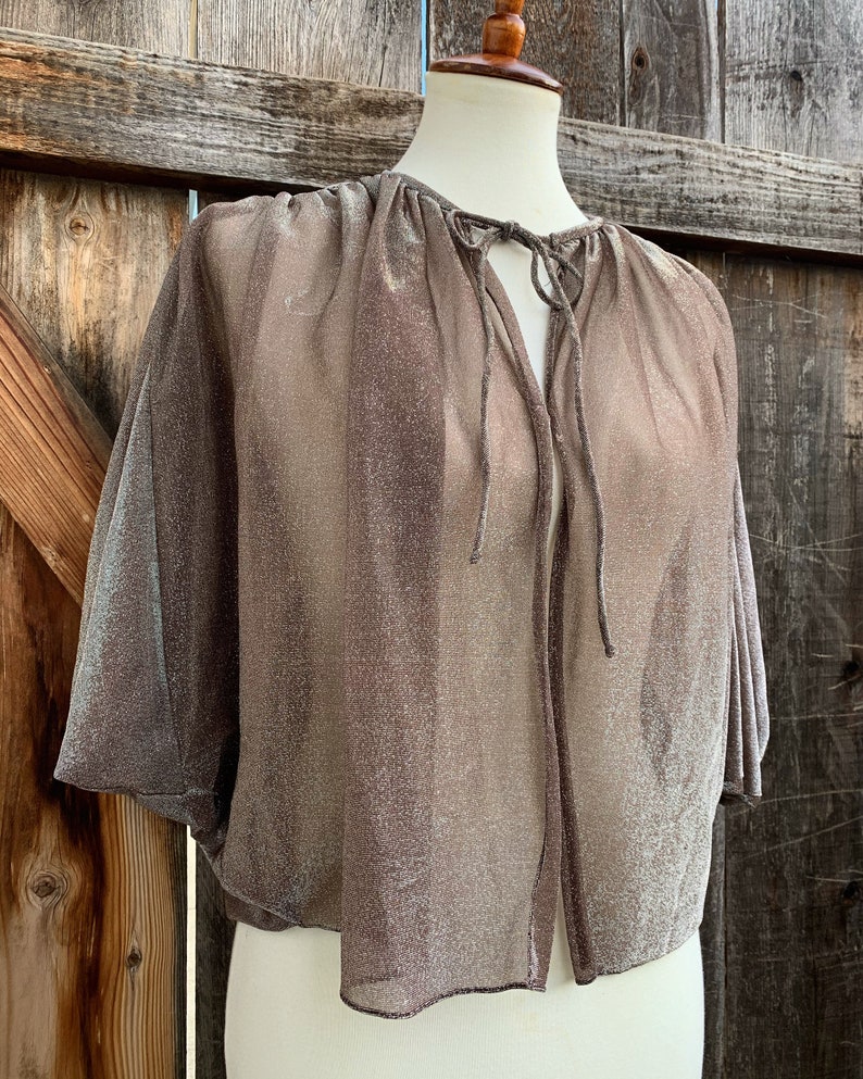 Vintage Metallic Cape Blouse image 1