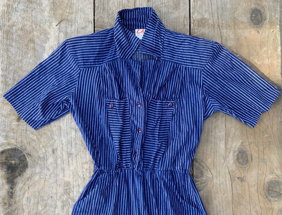 Blue Pinstripe Jumpsuit - image 5