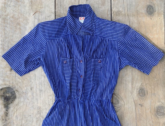 Blue Pinstripe Jumpsuit - image 1