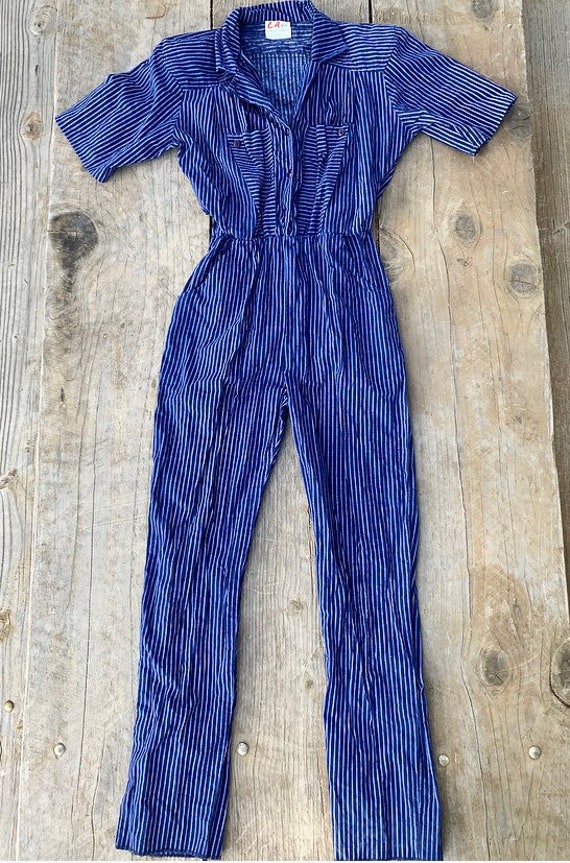 Blue Pinstripe Jumpsuit - image 4