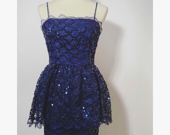 Retro Navy Sequin Dress