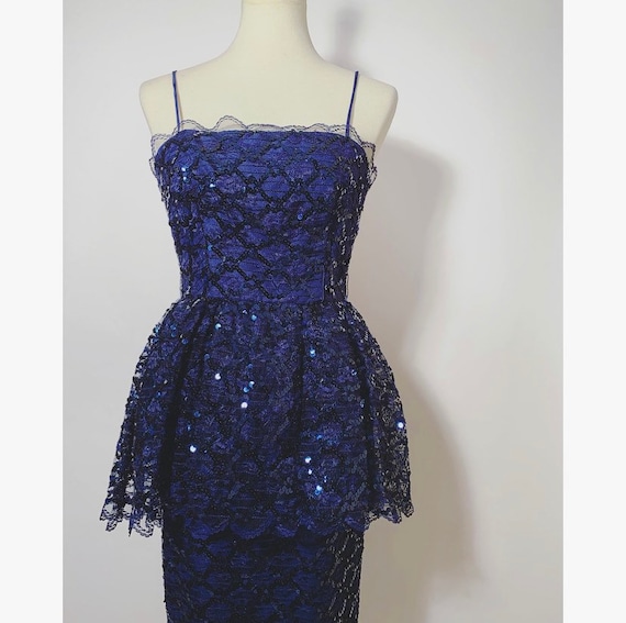 Retro Navy Sequin Dress