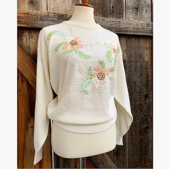 Sequin Floral Sweater