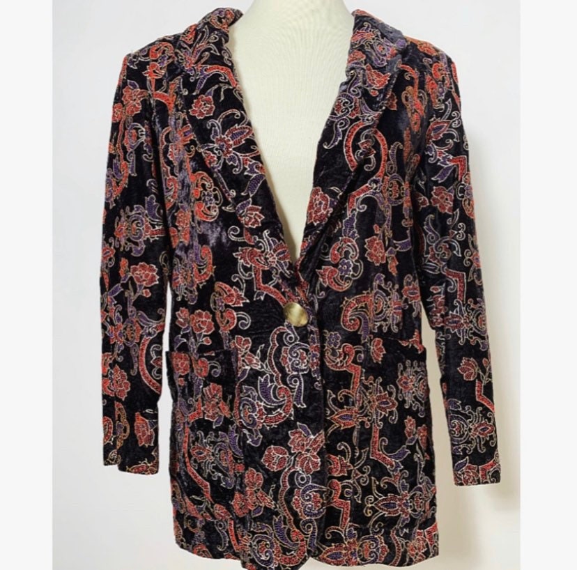 Metalic Floral Blazer - Etsy