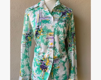 70s Abstract Blouse