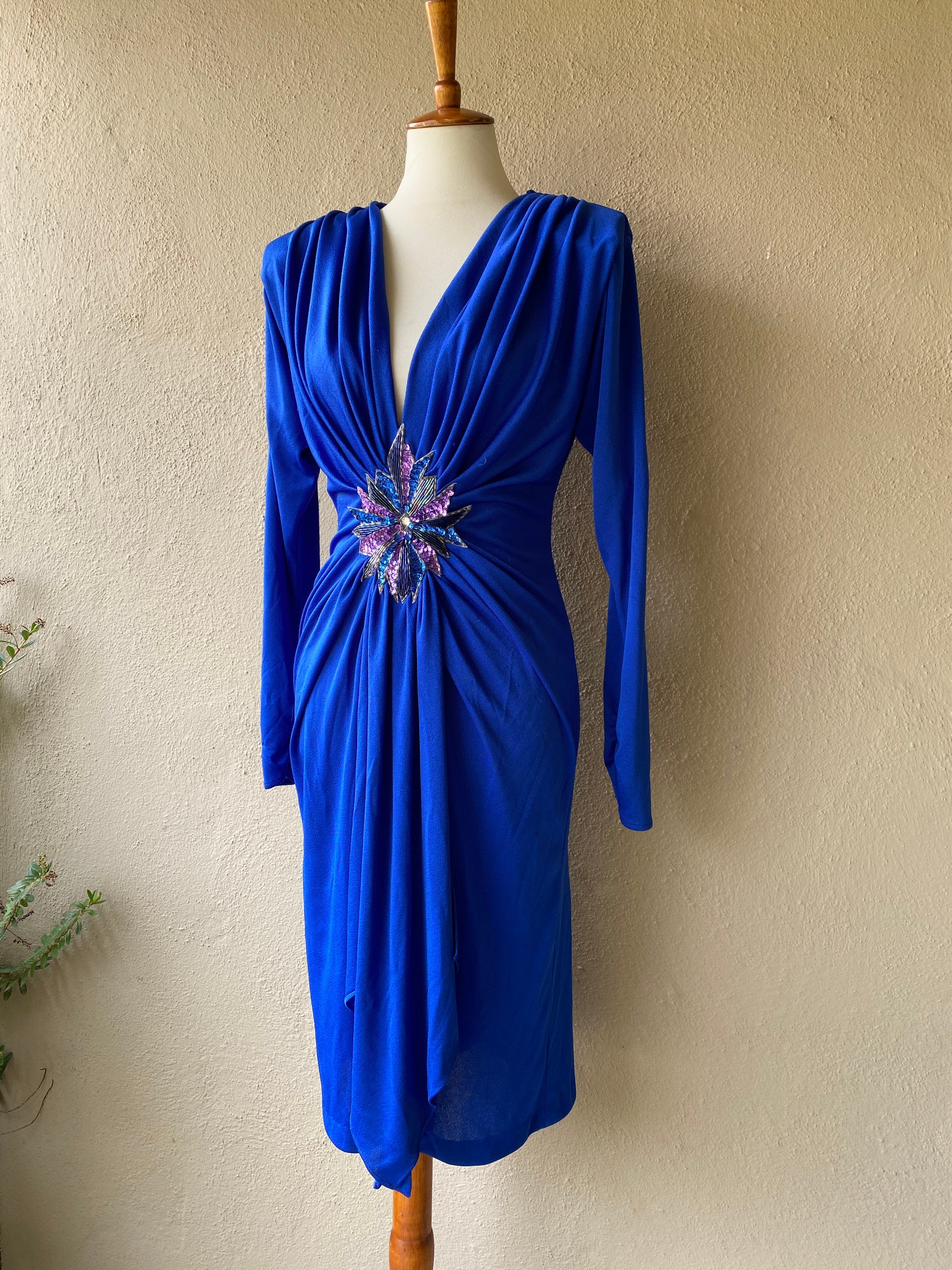 Royal Blue Plunge Dress - Etsy
