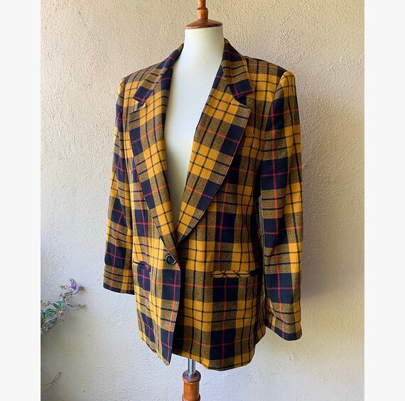 Mustard Plaid Blazer