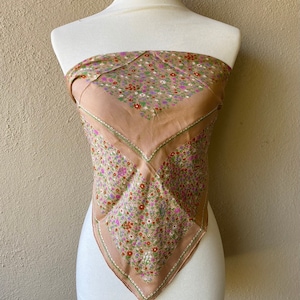 Beige Floral Tie Top