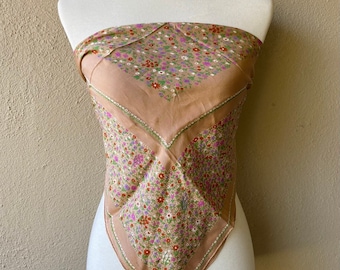 Beige Floral Tie Top