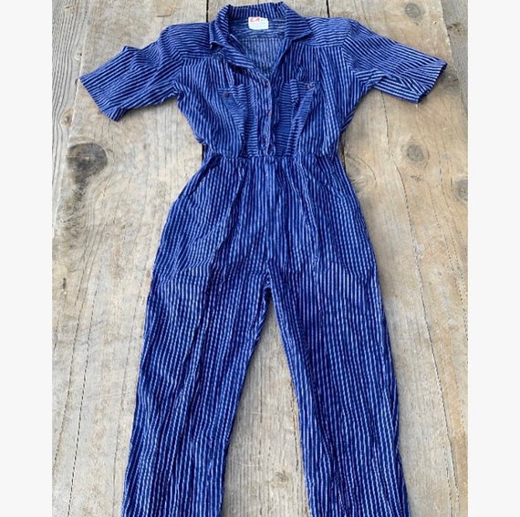 Blue Pinstripe Jumpsuit - image 2
