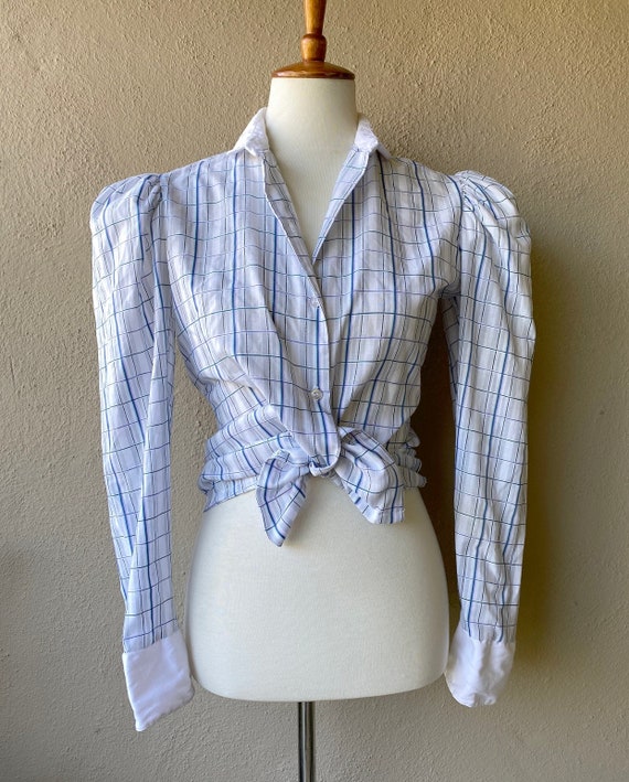 Plaid Puff Sleep Top - image 1