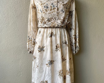 Beige Bloemenjurk