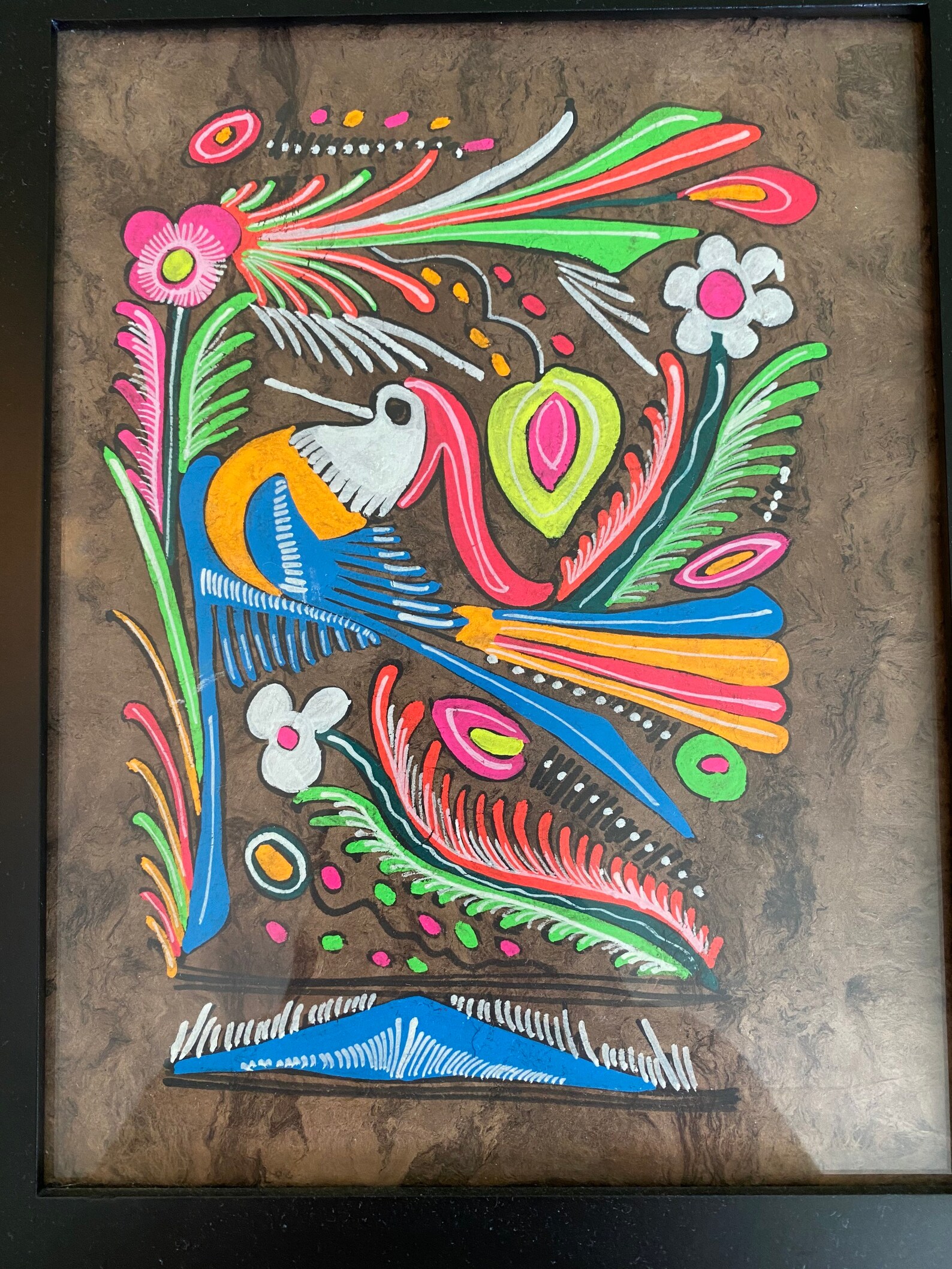 Vintage Mexican Amate Bark Painting Framed Etsy