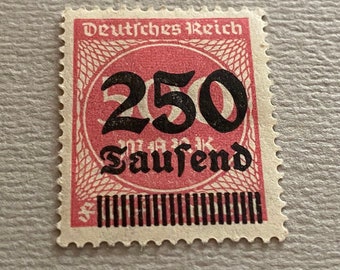 Vintage Stamp Deutsches Reich 500 Overload 250 Tausend Stamp Germany Postmarked