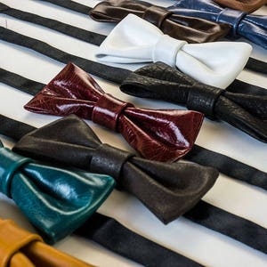 Elk Leather Bow Ties for men Wedding Bow Tie Groomsmen Bow Tie Mens Bow Tie Wedding gift Leather Bow Tie Leather Bowtie image 4