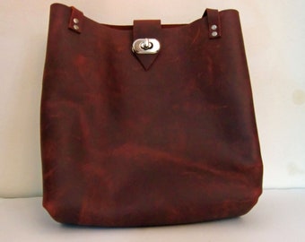 Leather tote bag