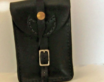 Black leather bike bag