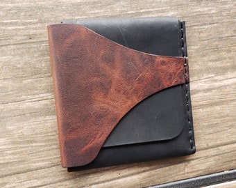 Leather Cash Sleeve | Holds Cash and Cards | Brown on Black