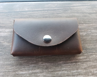 Handmade Full-Grain Leather Business Card Holder | Personalized Full Grain Leather Wallet