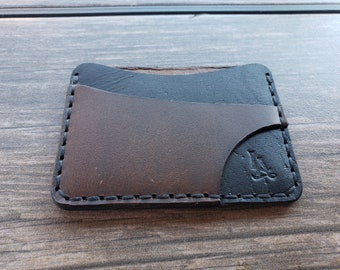 Hand-Stitched Leather Cardholder and Cash Sleeve | 3 Pockets 8 cards | Minimalist Wallet | Horizontal