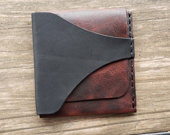 Leather Cash Sleeve | Holds Cash and Cards | Black on Brown