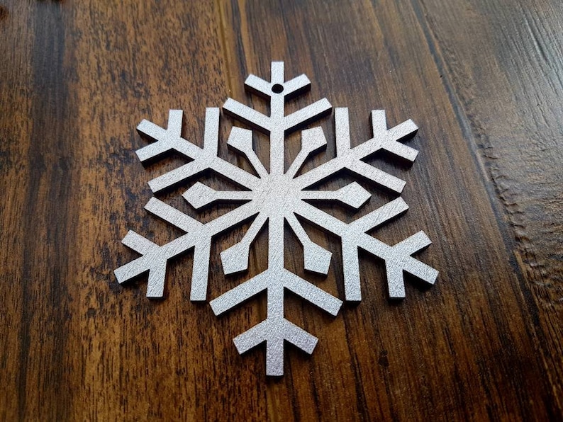 12 Metallic Silver Wood Snowflake Ornaments Snowflakes Laser Cut Wood Decor Christmas Decor