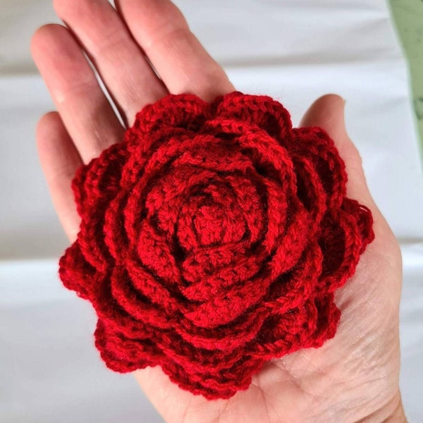 Brooch, Rose flower brooch, crochet flower brooch with clasp