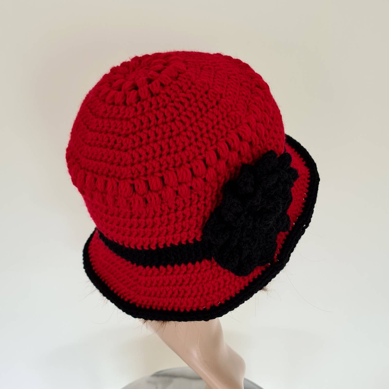 black and red winter hat