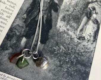 Sterling Silver Cornish Acorn with Cornish Seaglass