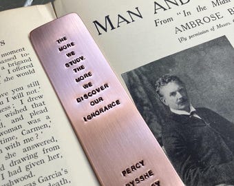 Hand Stamped Copper Bookmark, Percy Bysshe Shelley Quote