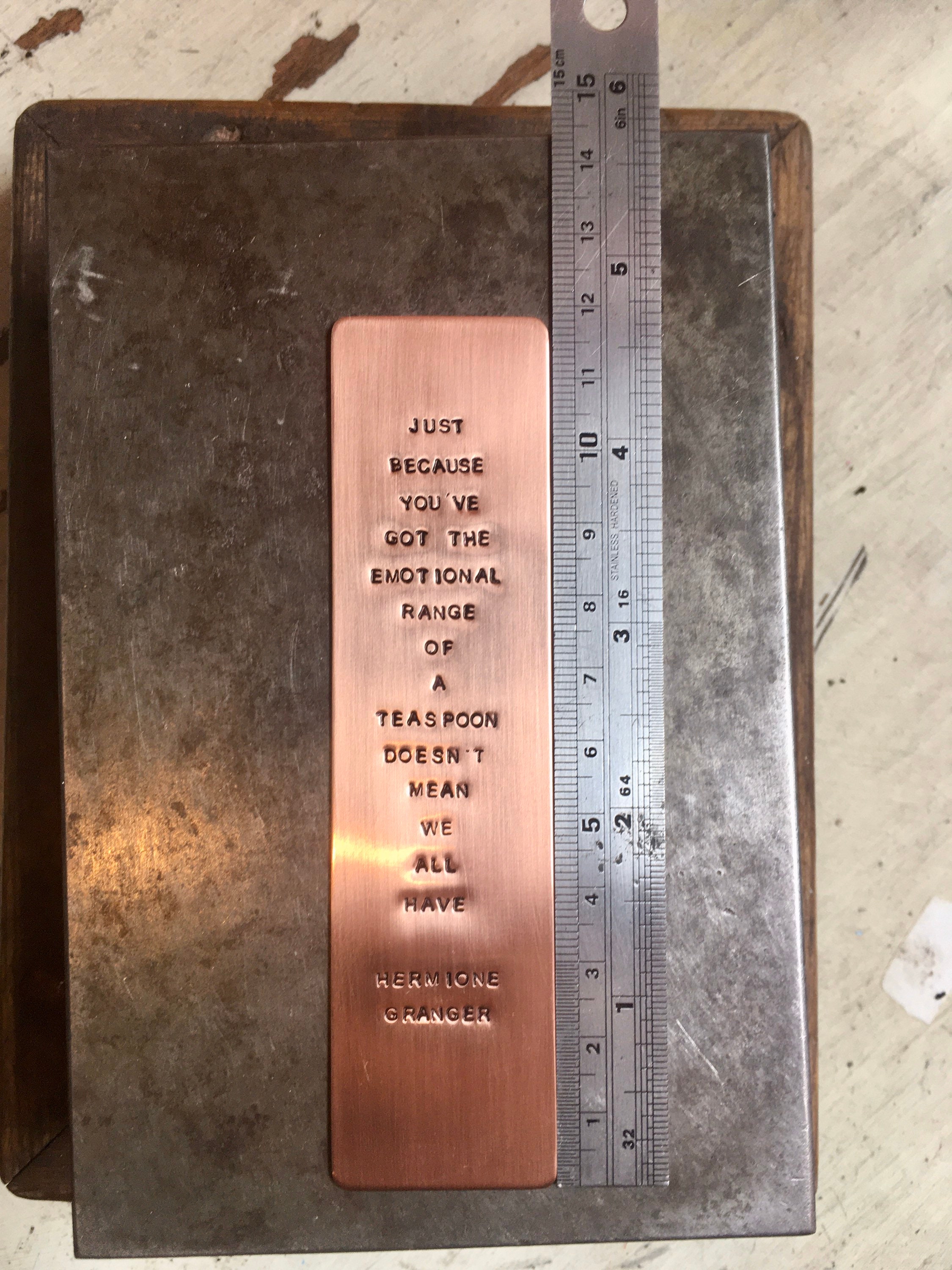 Hermione Granger Quote on a Copper Bookmark 'just 