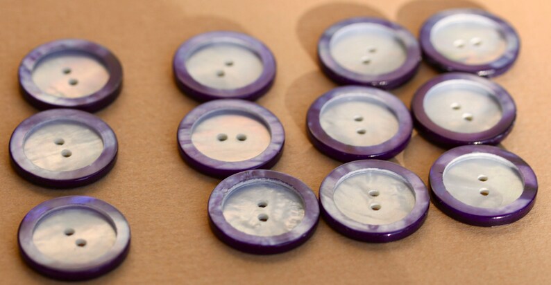 Twelve Pearl Buttons Dyed Blue image 1