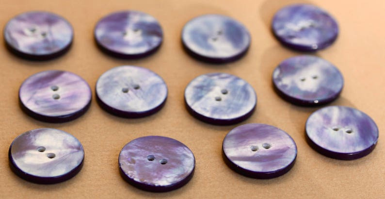 Twelve Pearl Buttons Dyed Blue image 2