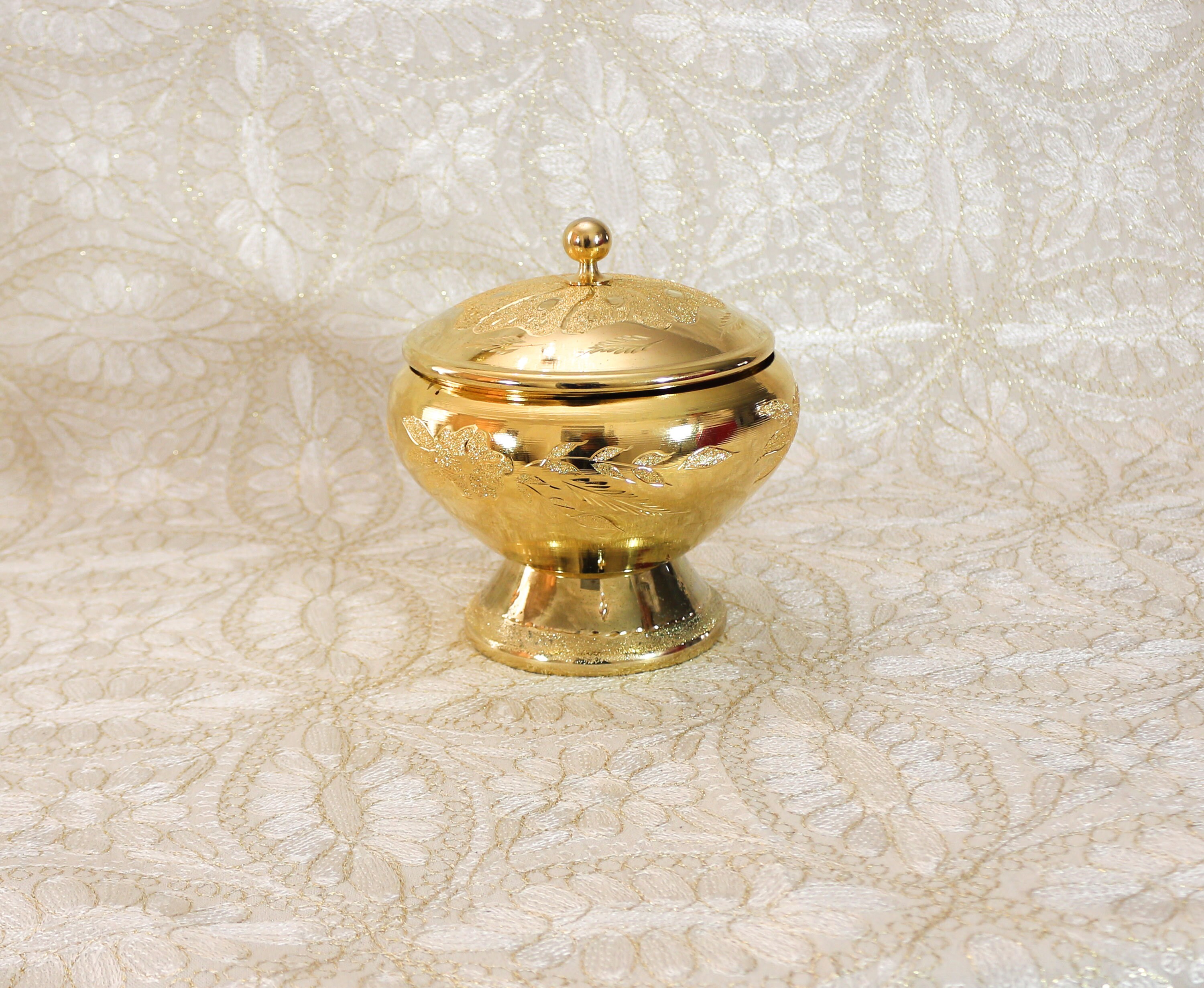Copper 24 Karat Gold Plated Sugar Pot, Antique Handmade Copper 