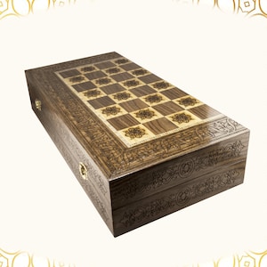 Engraved Backgammon Set and Chess set  20&quot;, Included ( 20&quot; Chess and backgammon board, backgammon checkers,dices, Pair of Coasters) gift,
