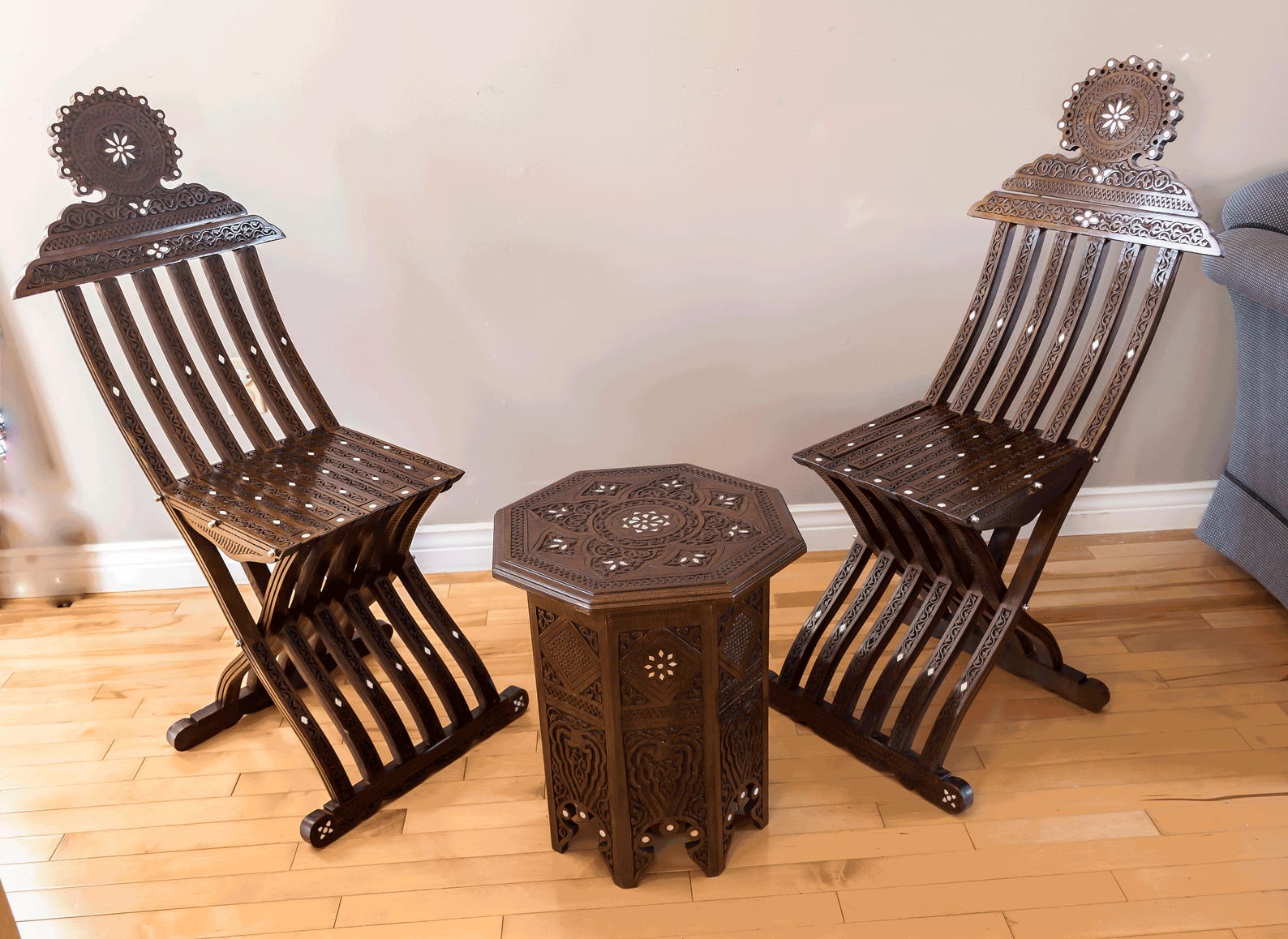 Set of Two Chairs and Table, Table, Mosaic, Side Table, Tea Table